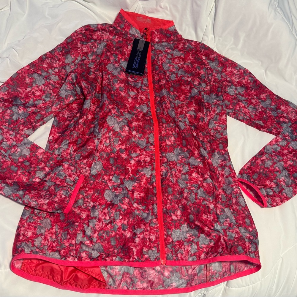 Mizuno pink and Gray Floral Zip-Up Utility Jacket. C35